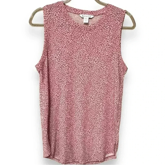 Athleta Women’s Medium Micro Cheetah Bashful Rose Sleeveless Breezy Tank Top - Picture 5 of 16